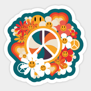 Love Peace and Flowers Sticker